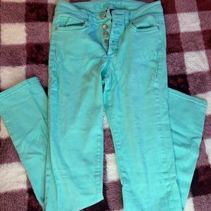 Teal, High rise, Skinny jeans. Size 3/4